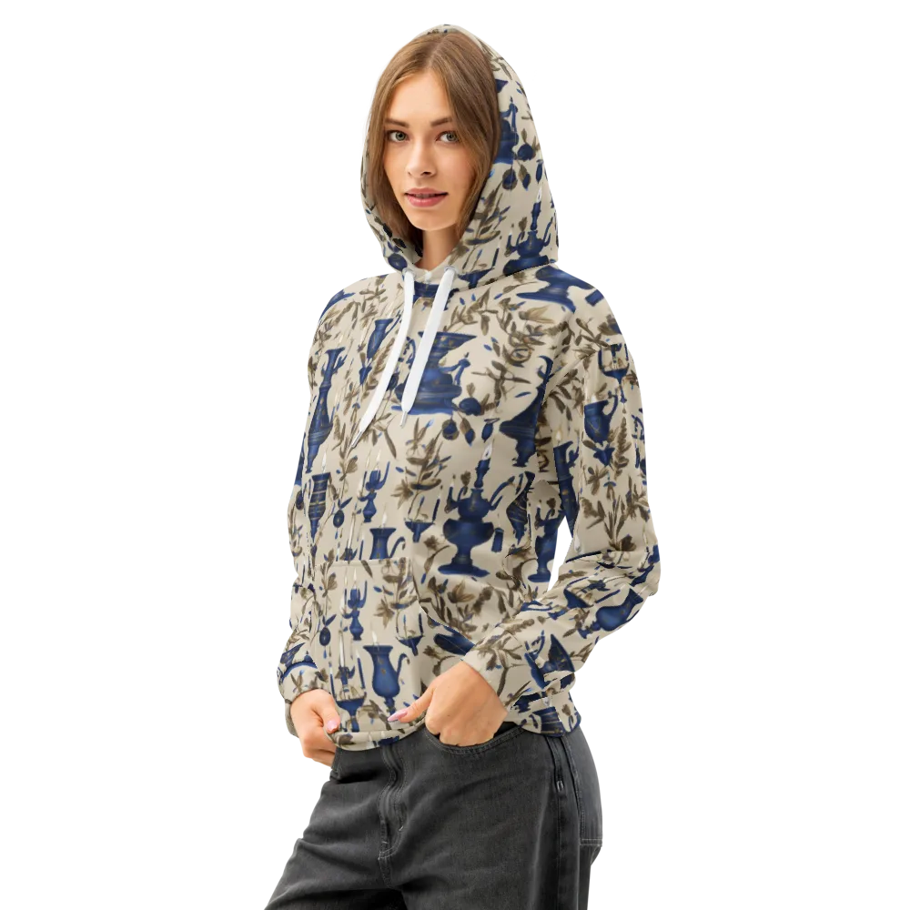 Blue Hour Still Life on Cotton Hoodie — Left Front