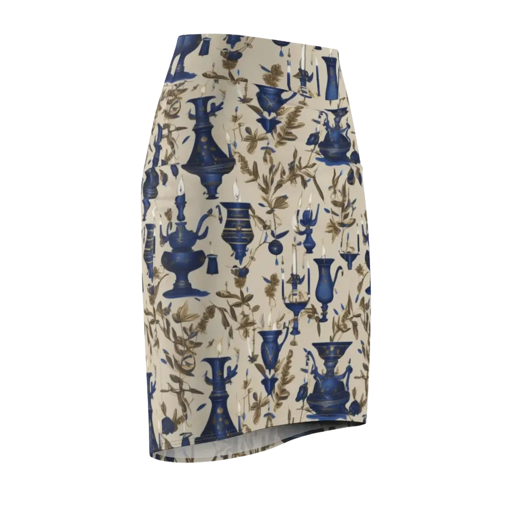 Blue Hour Still Life on Pencil Skirt — Front Side