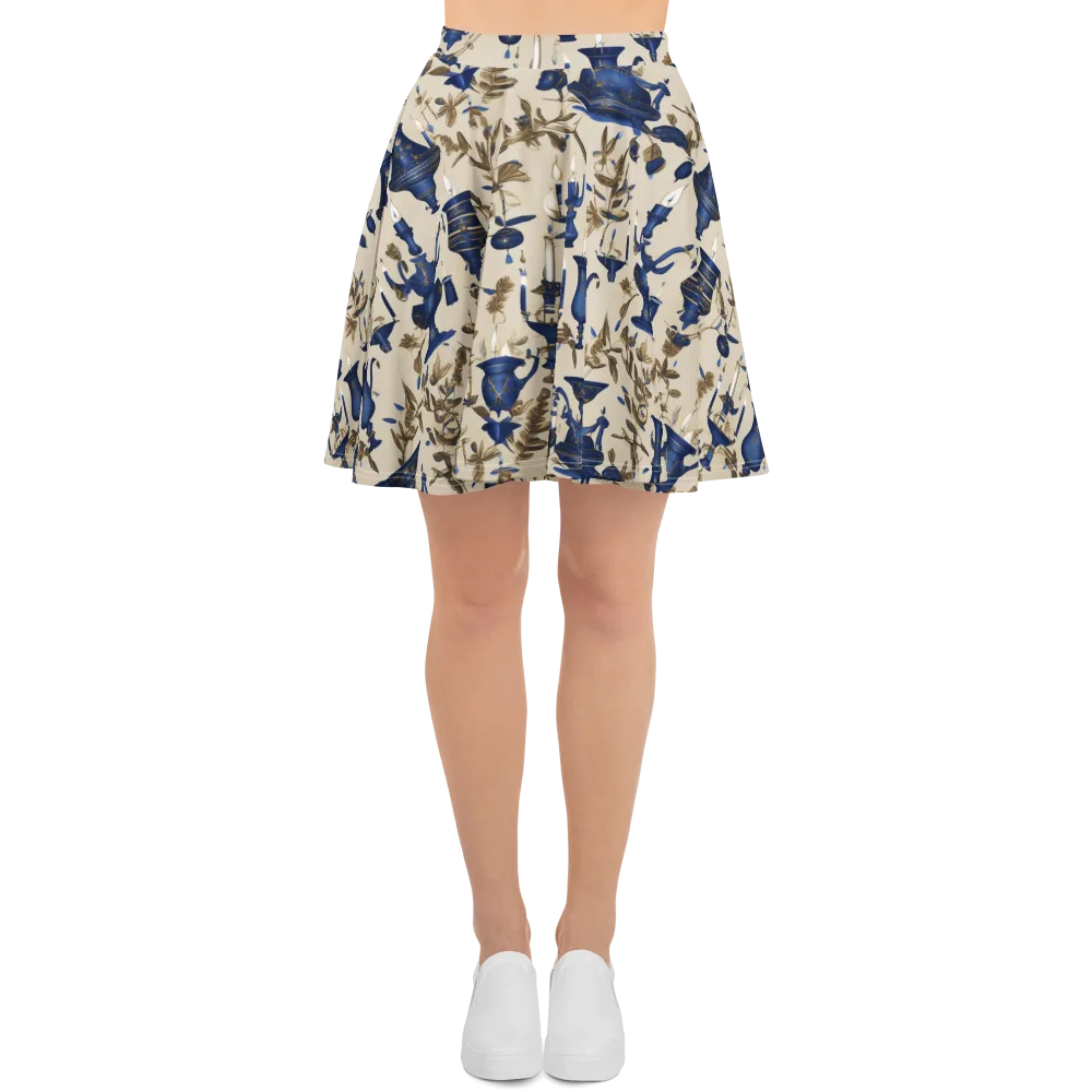 Blue Hour Still Life on Skater Skirt — Front