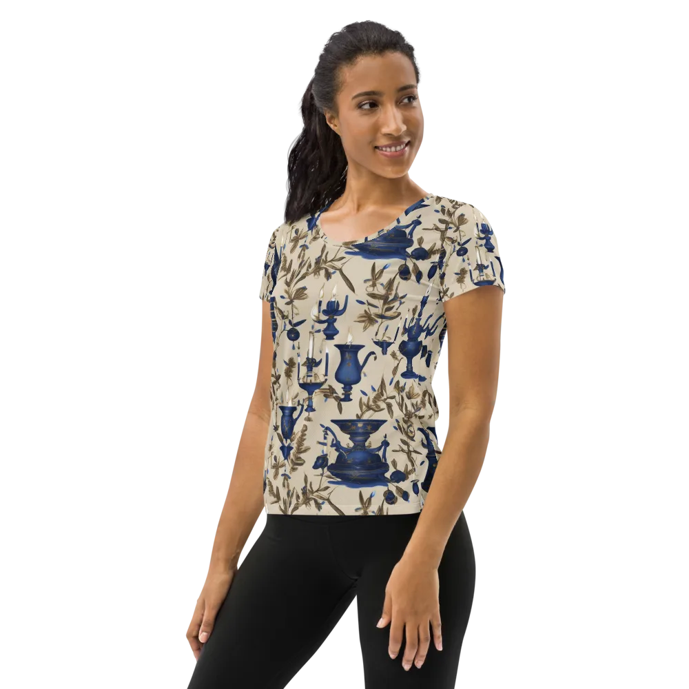 Blue Hour Still Life on Women's Athletic T-Shirt — Left