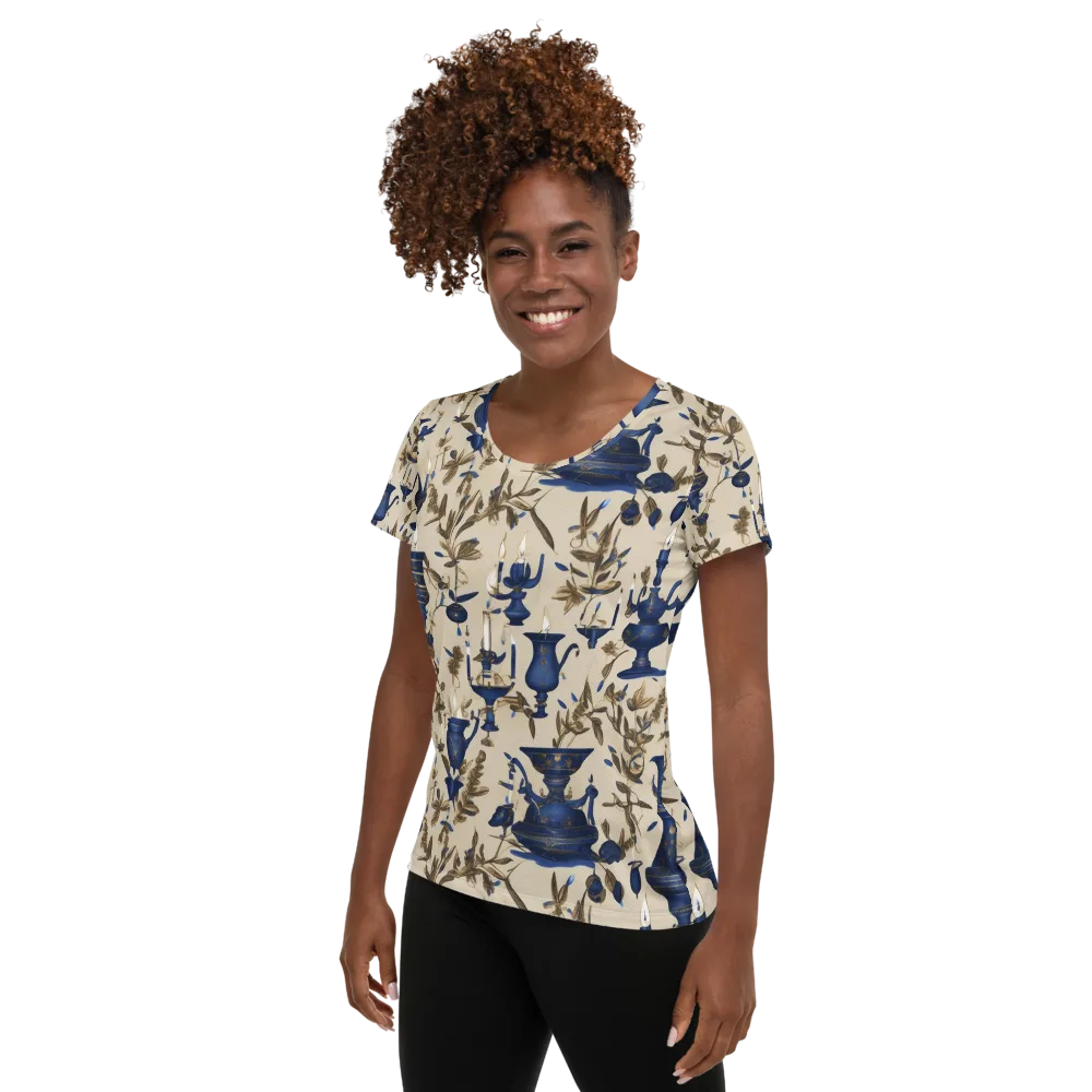 Blue Hour Still Life on Women's Athletic T-Shirt — Left