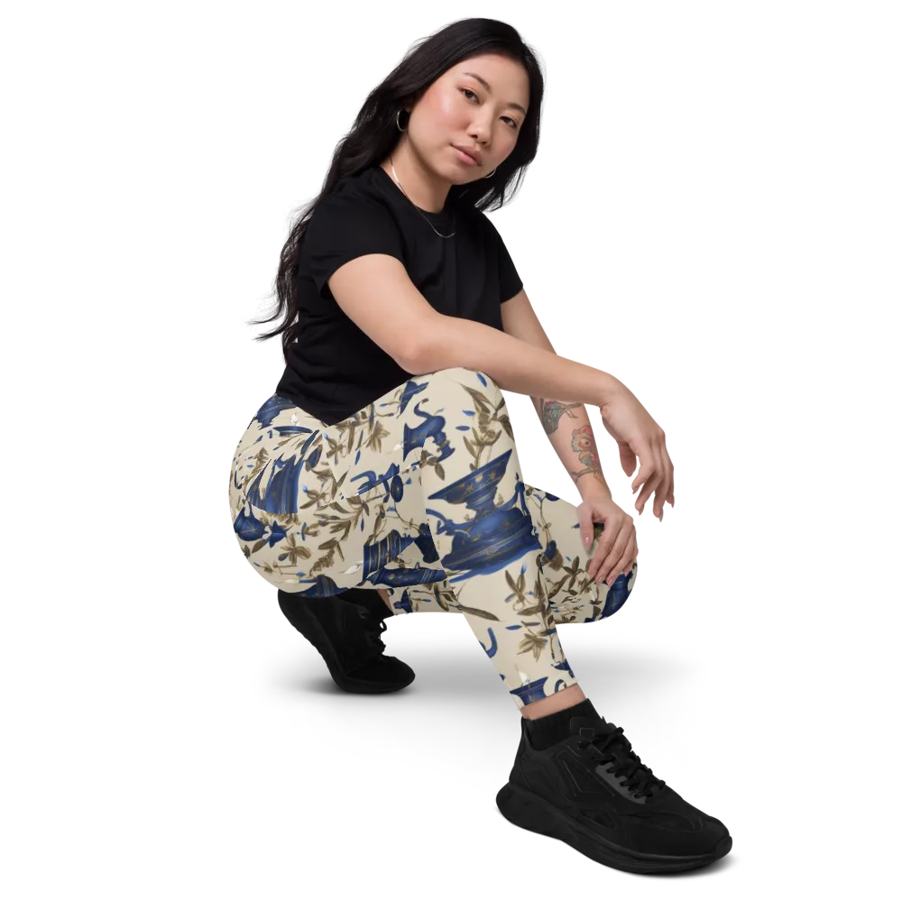 Blue Hour Still Life on Leggings with Pockets — Right Front