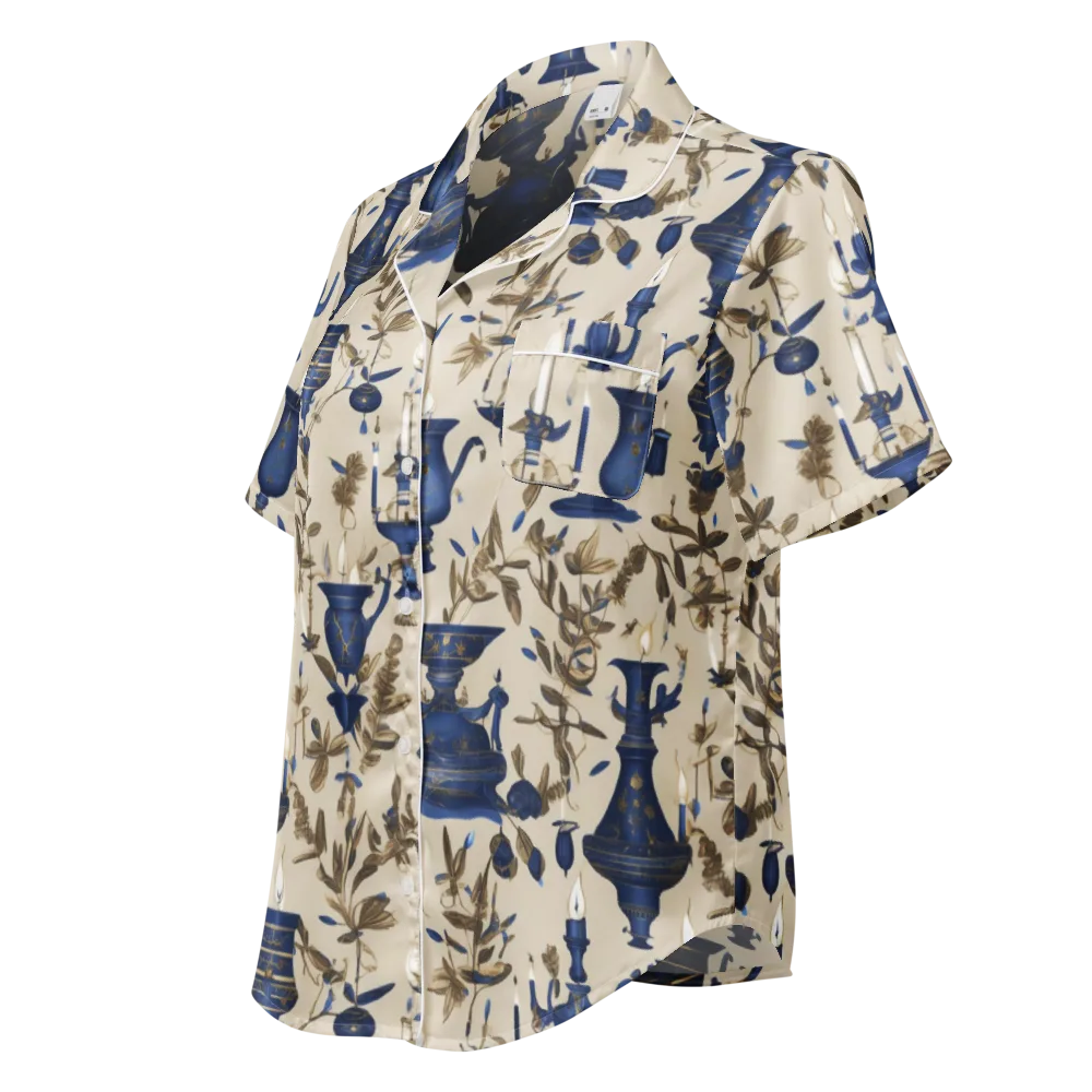 Blue Hour Still Life on Women's Short Sleeve Pajama Top — Left Front