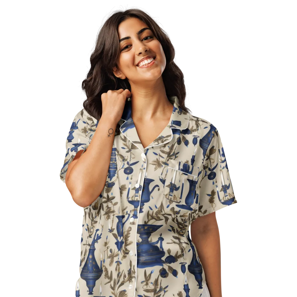 Blue Hour Still Life on Women's Short Sleeve Pajama Top — Front