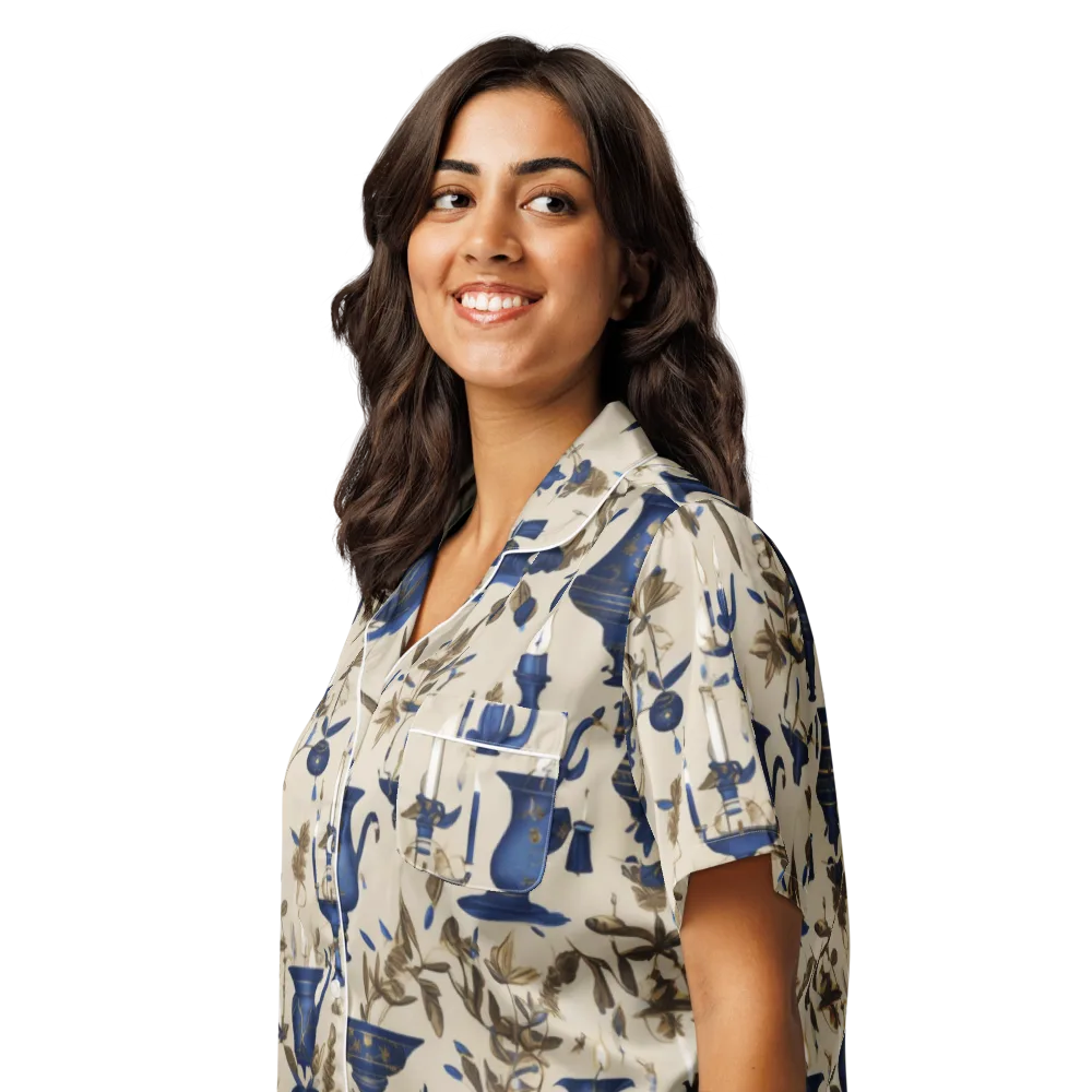 Blue Hour Still Life on Women's Short Sleeve Pajama Top — Left Front