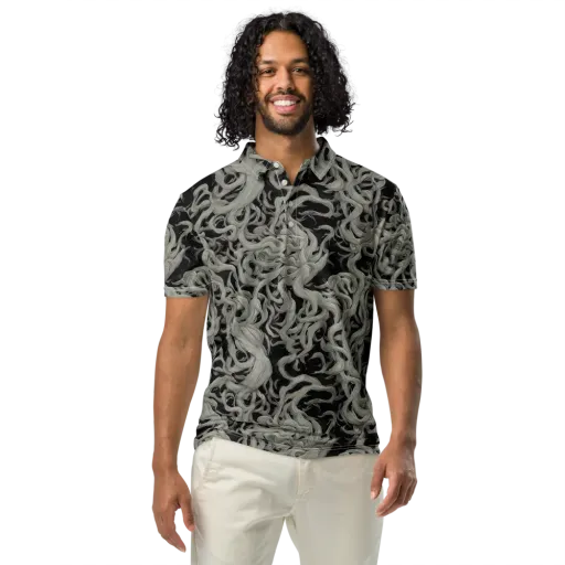 Ashen Current on a Men's Slim Fit Polo Shirt