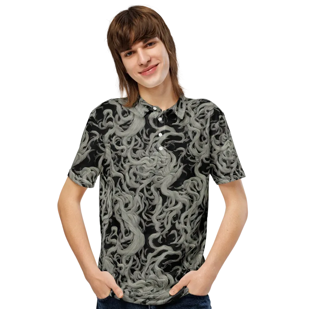 Ashen Current on Men's Slim Fit Polo Shirt — Front