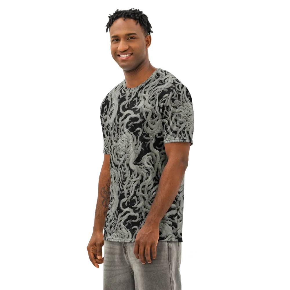 Ashen Current on Men's Cotton Crew Neck T-Shirt — Left Front