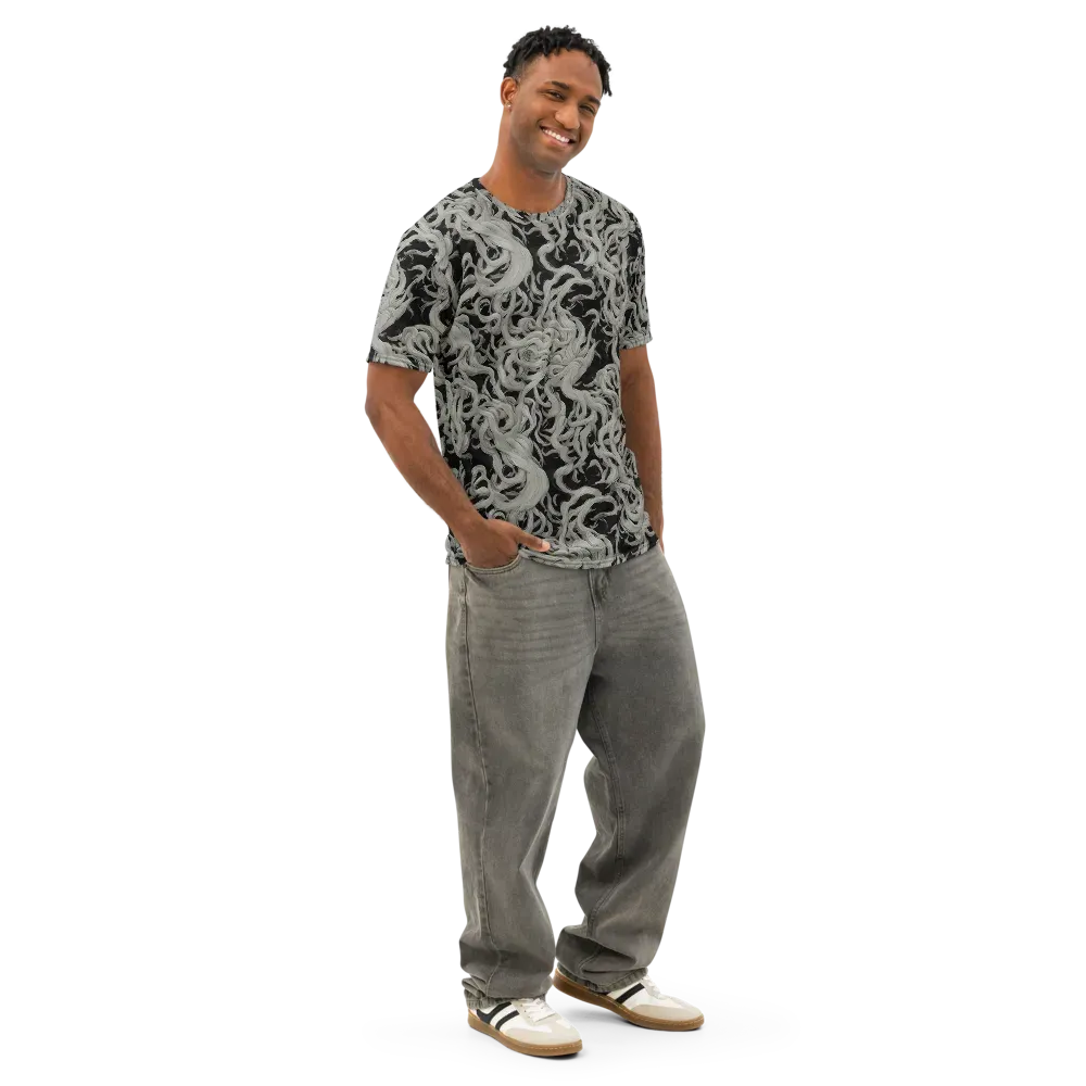 Ashen Current on Men's Cotton Crew Neck T-Shirt — Right Front