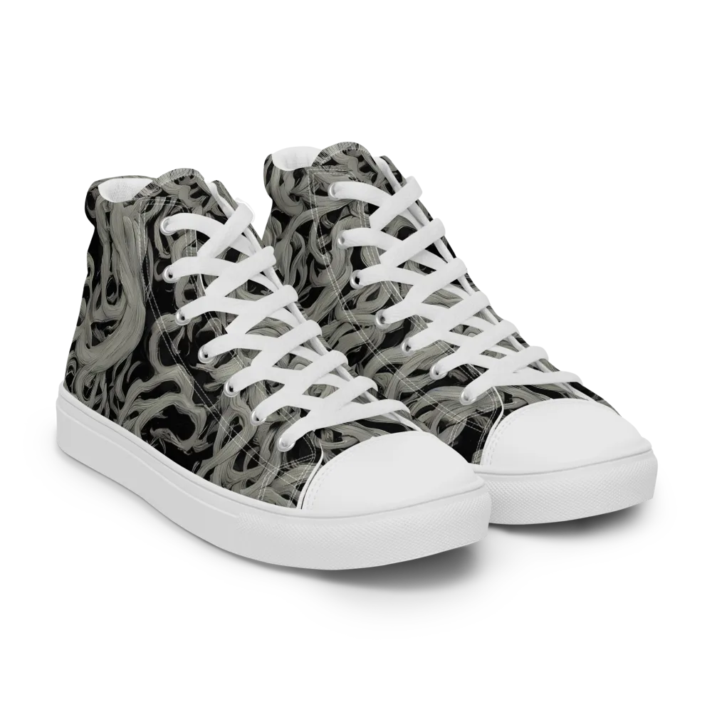 Ashen Current on Men's High Top Canvas Shoes — Right Front