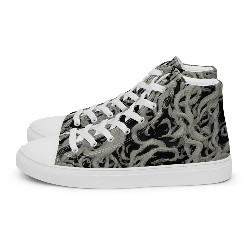 Ashen Current on Men's High Top Canvas Shoes — Left