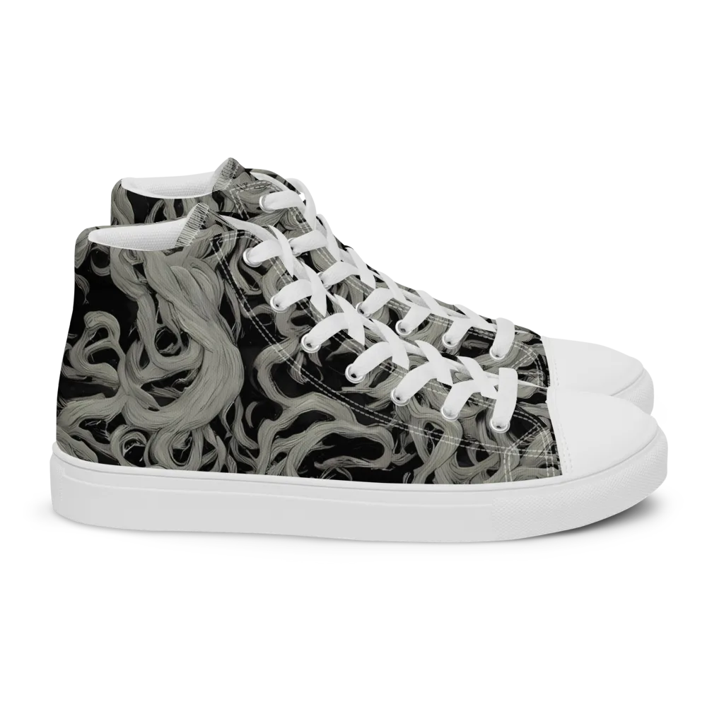 Ashen Current on Women's High Top Canvas Shoes — Right