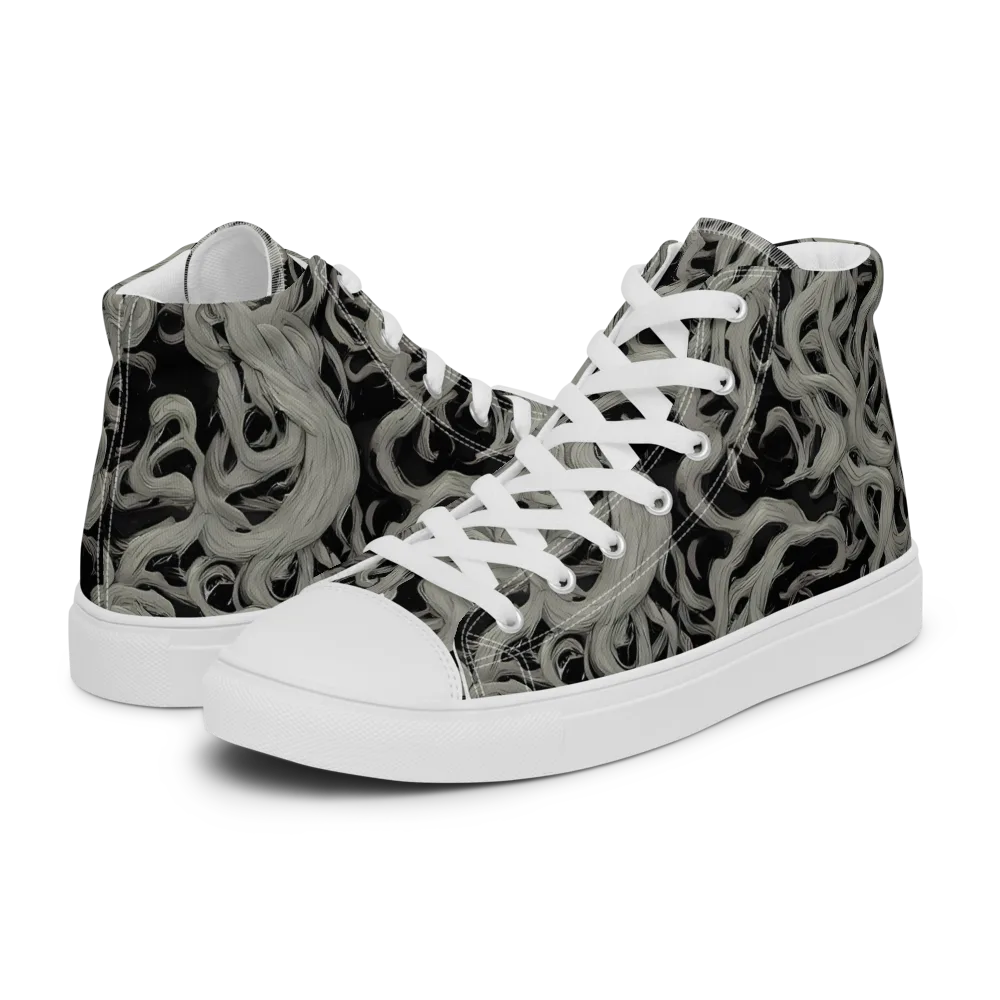 Ashen Current on Women's High Top Canvas Shoes — Left