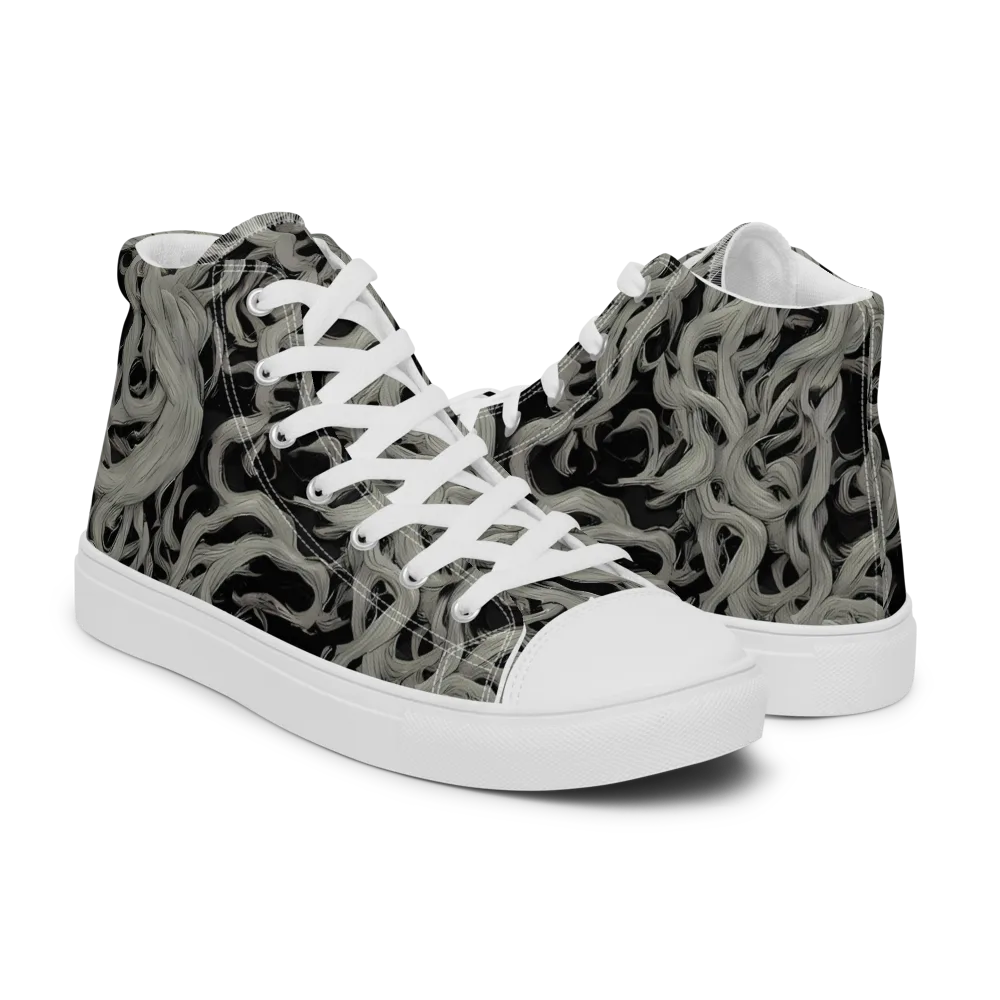 Ashen Current on Women's High Top Canvas Shoes — Right