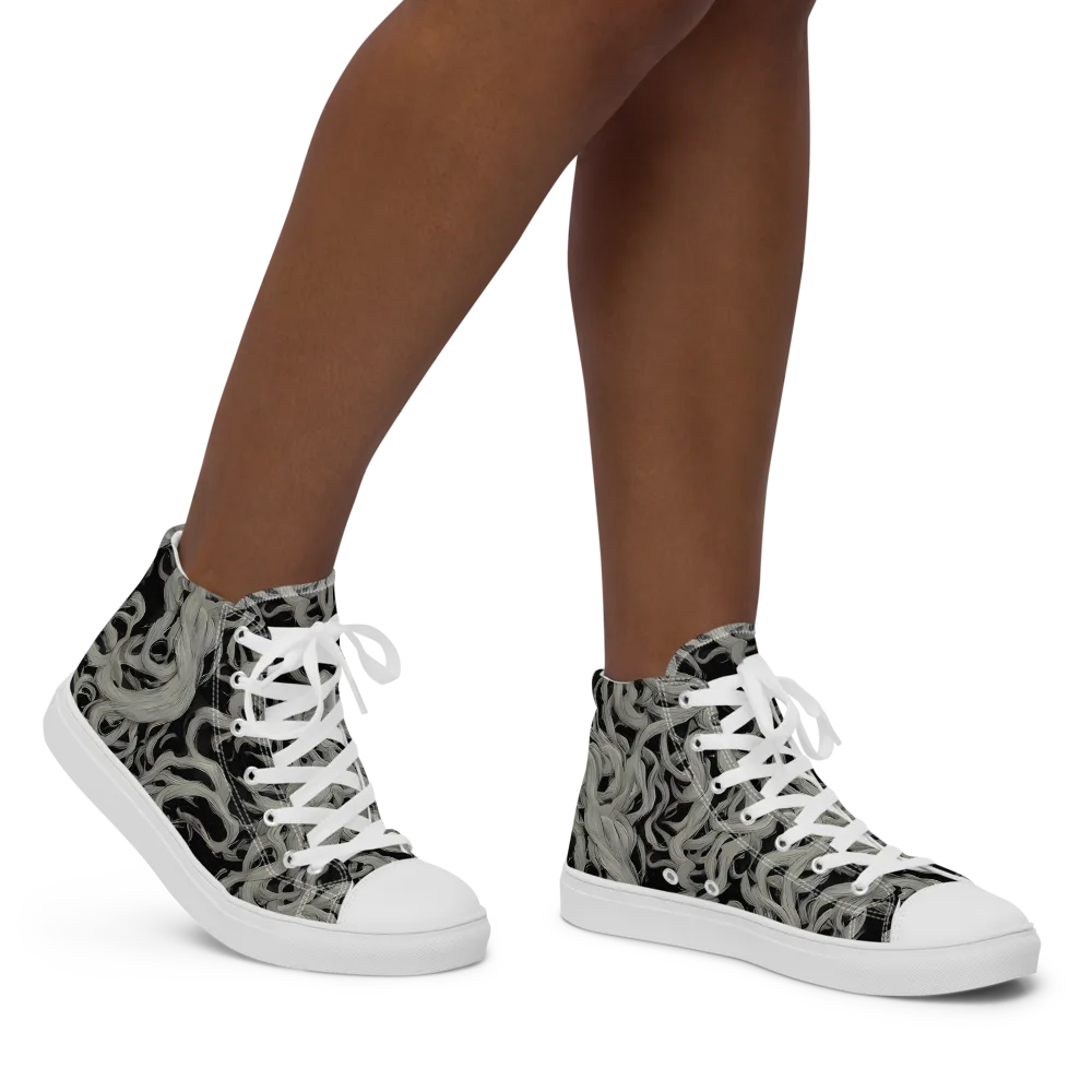 Ashen Current on Women's High Top Canvas Shoes — Right