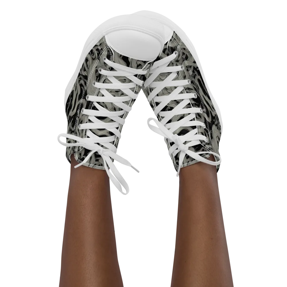 Ashen Current on Women's High Top Canvas Shoes — Front