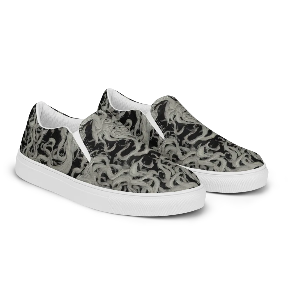 Ashen Current on Men's Slip-On Canvas Shoes — Right Front