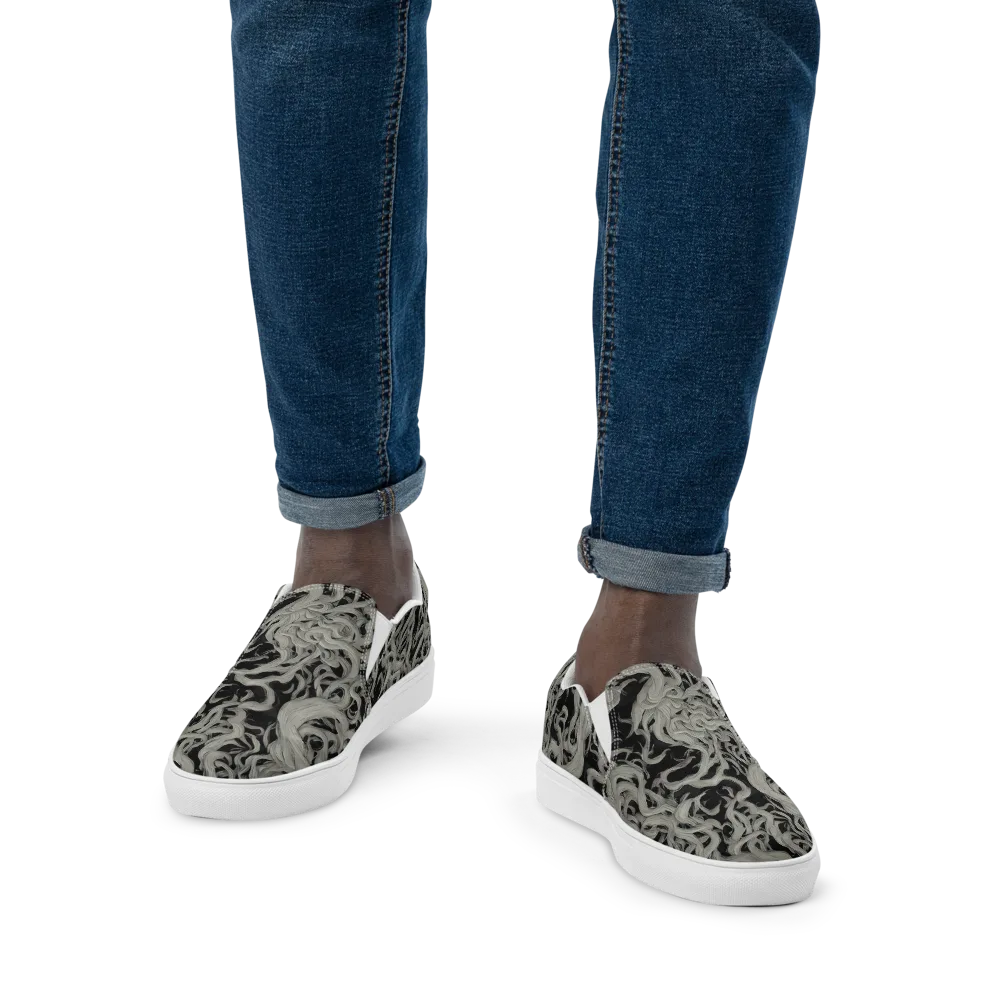 Ashen Current on Men's Slip-On Canvas Shoes — Front