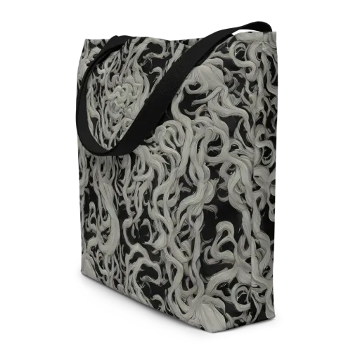 Ashen Current on a Large Tote Bag W/ Pocket