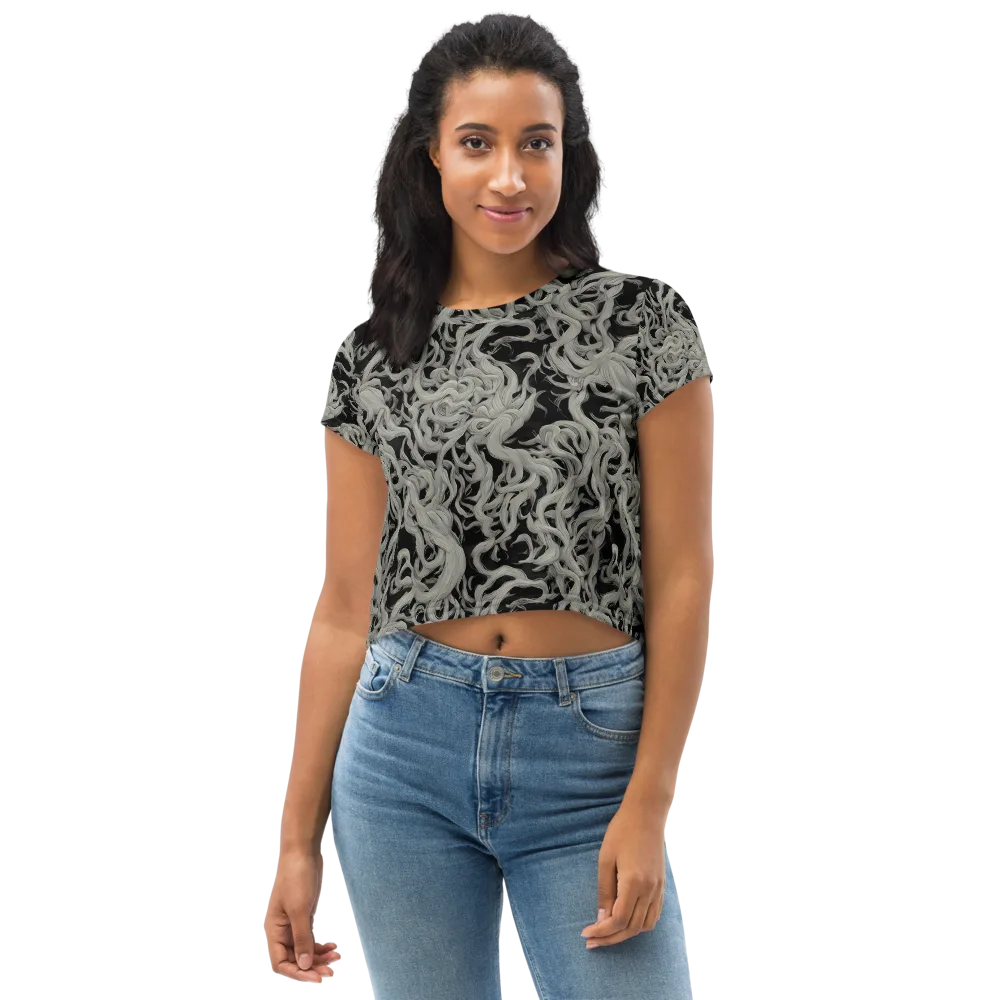 Ashen Current on Crop Tee — Front