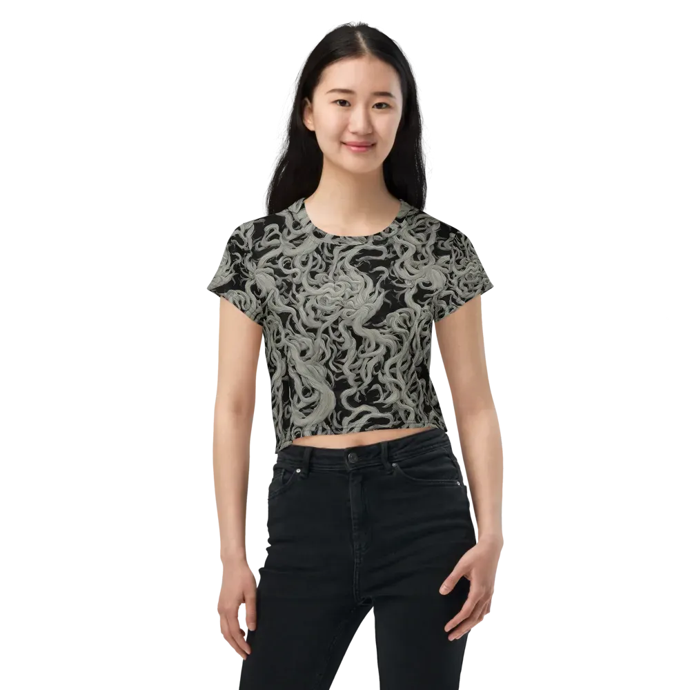 Ashen Current on Crop Tee — Front