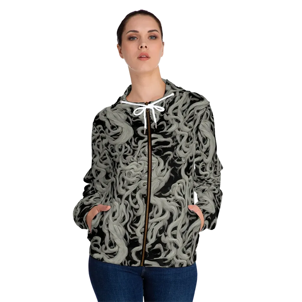 Ashen Current on Women's Full-Zip Hoodie — Front On Person