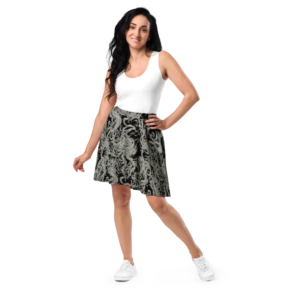 Ashen Current on Skater Skirt — Front