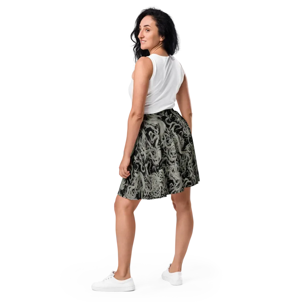 Ashen Current on Skater Skirt — Back