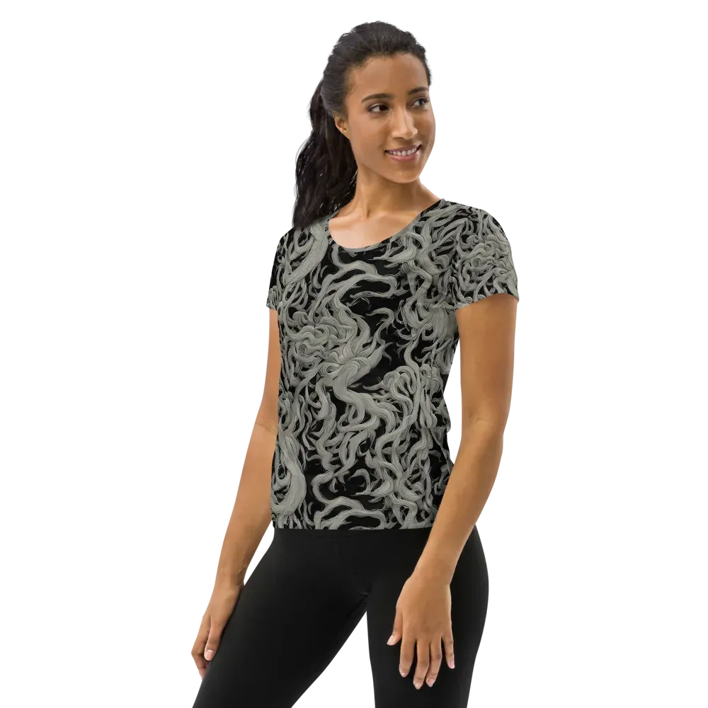Ashen Current on Women's Athletic T-Shirt — Left