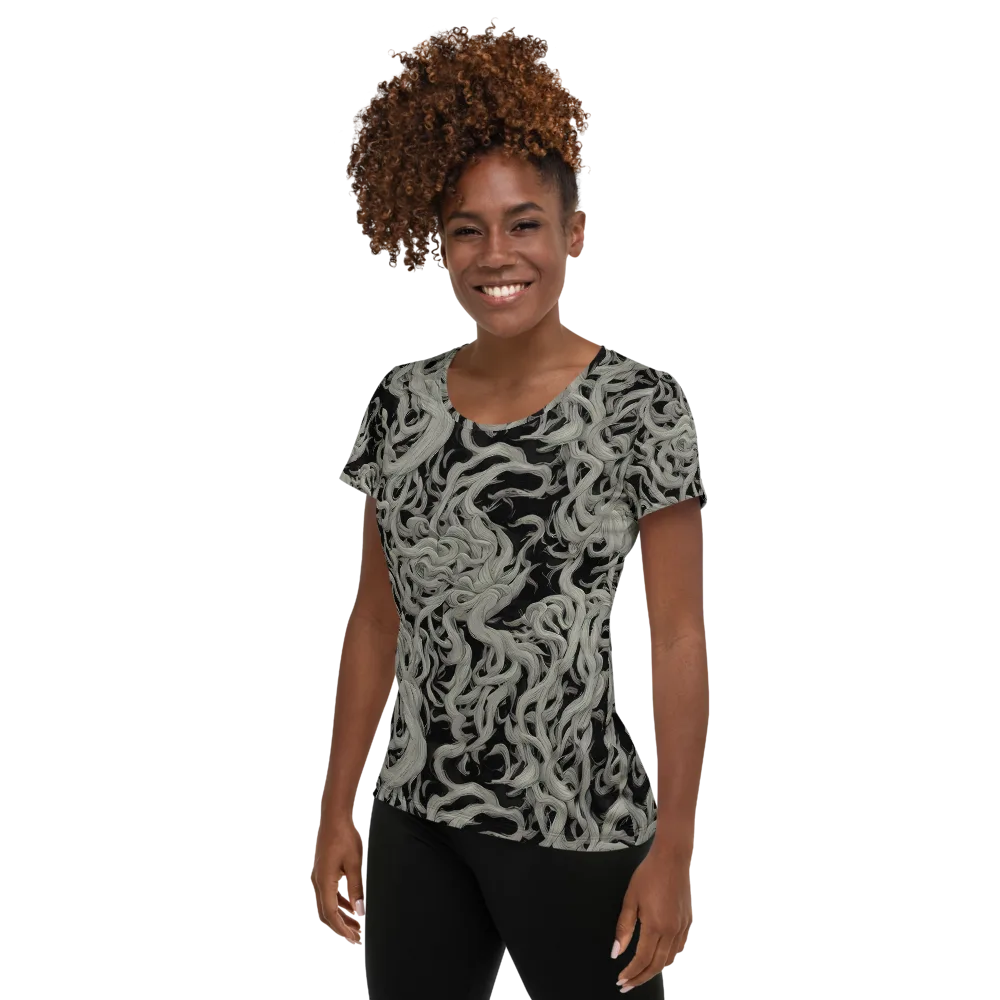 Ashen Current on Women's Athletic T-Shirt — Left