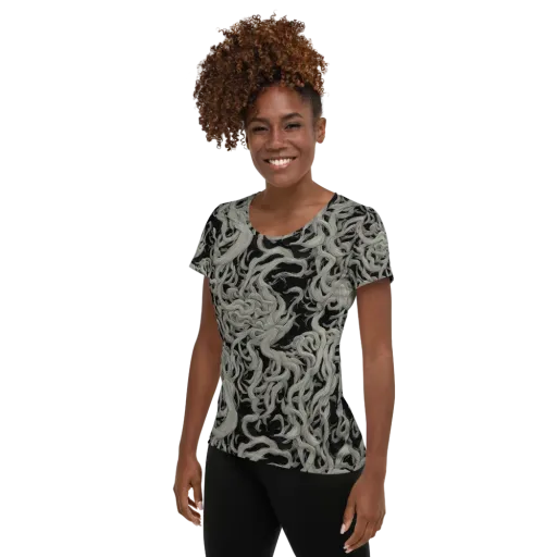 Ashen Current on a Women's Athletic T-Shirt