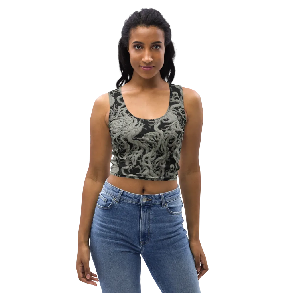 Ashen Current on Crop Top — Front