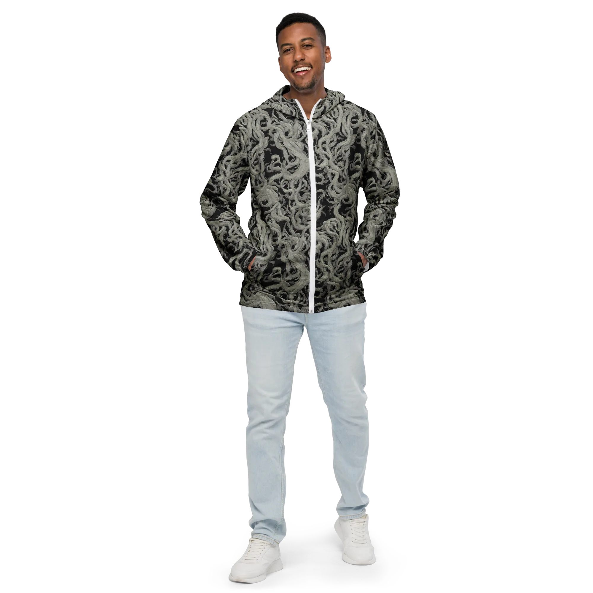 Ashen Current on Men's Windbreaker — Front