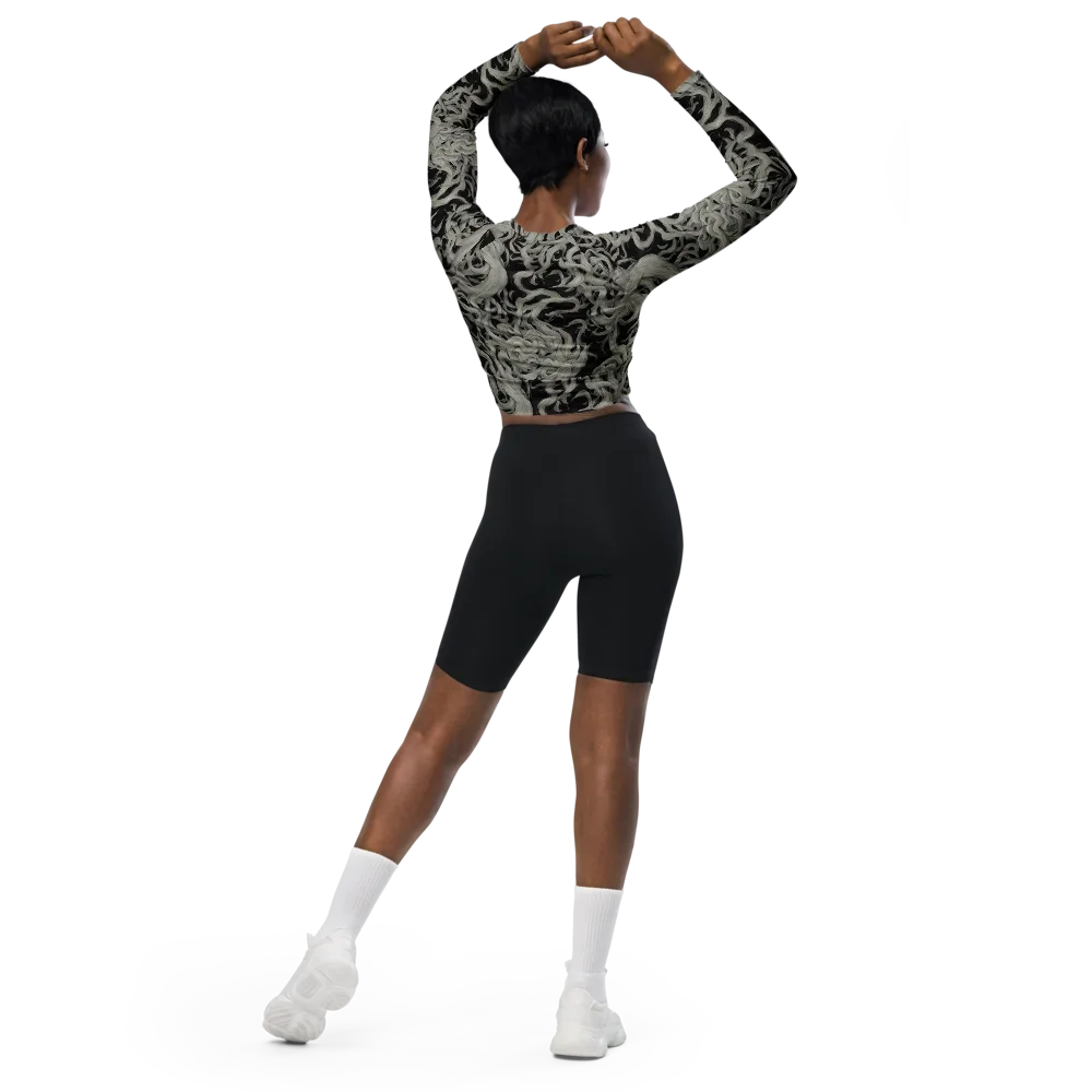 Ashen Current on Long Sleeve Crop Top — Back