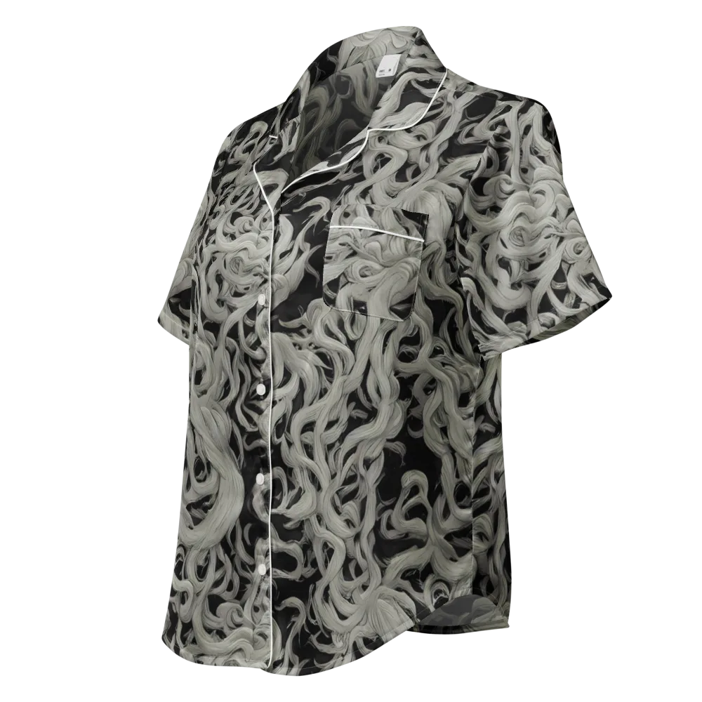 Ashen Current on Women's Short Sleeve Pajama Top — Left Front