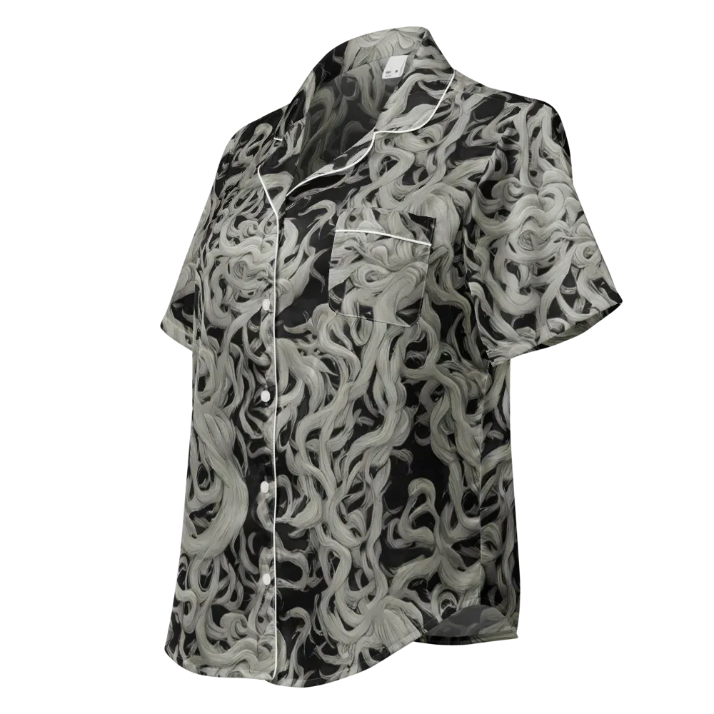 Ashen Current on Women's Short Sleeve Pajama Top — Left Front