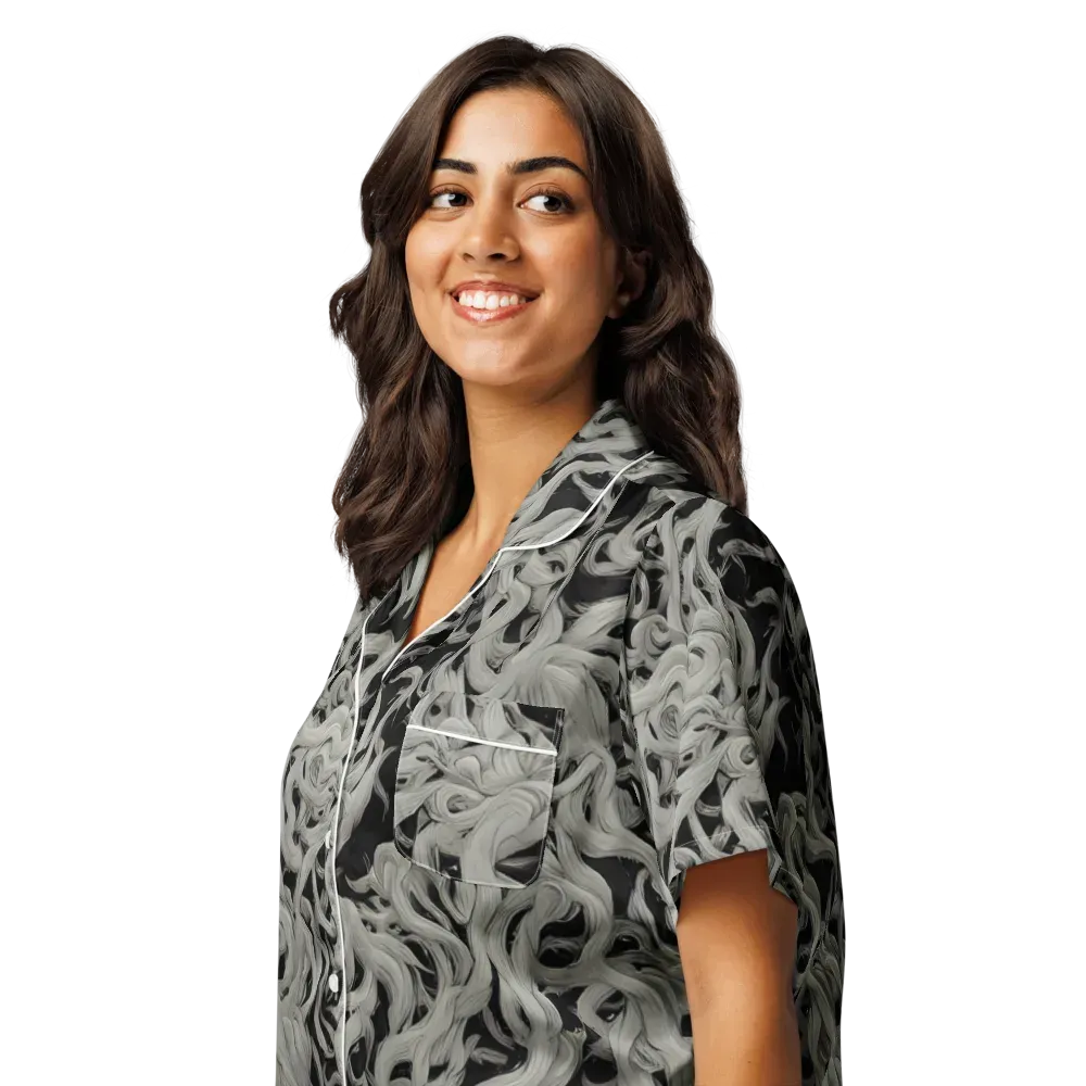 Ashen Current on Women's Short Sleeve Pajama Top — Left Front