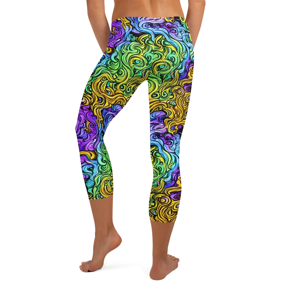 Electric Whorl on Capri Leggings — Back