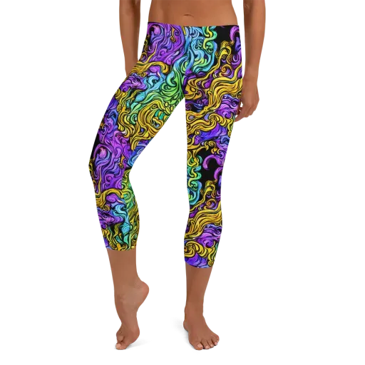 Electric Whorl on a Capri Leggings
