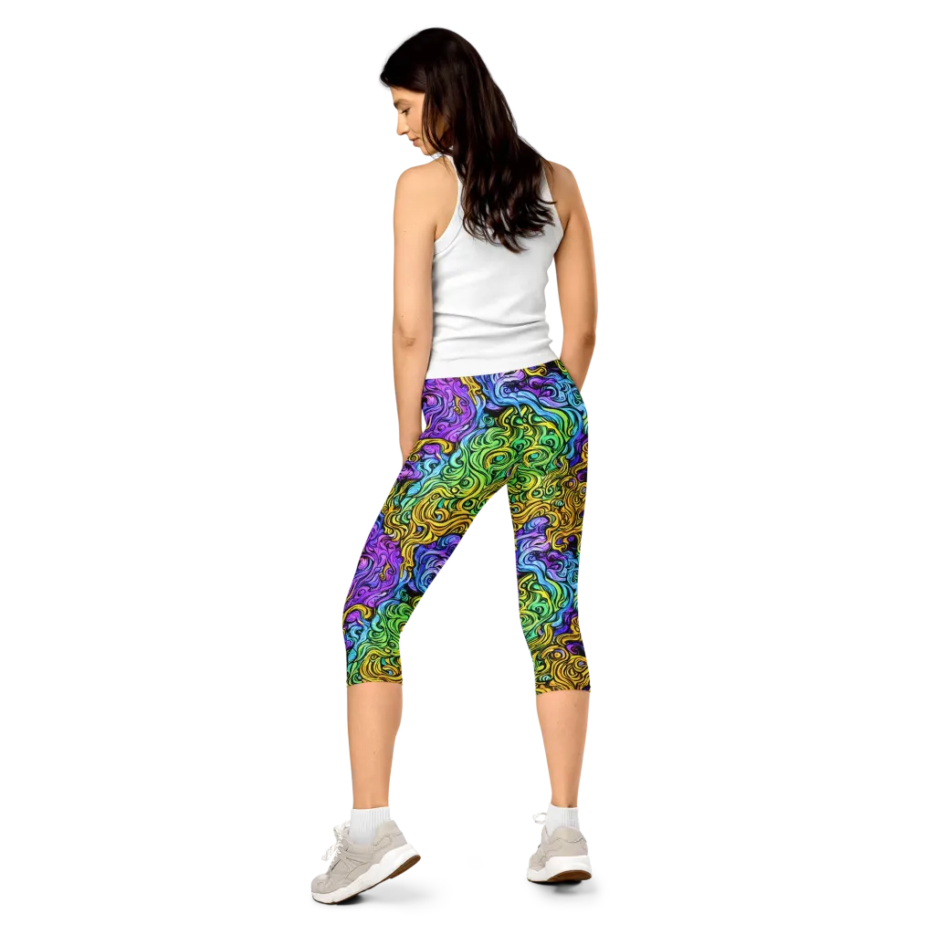 Electric Whorl on Capri Leggings — Back