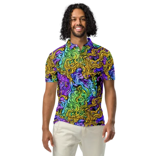 Electric Whorl on a Men's Slim Fit Polo Shirt