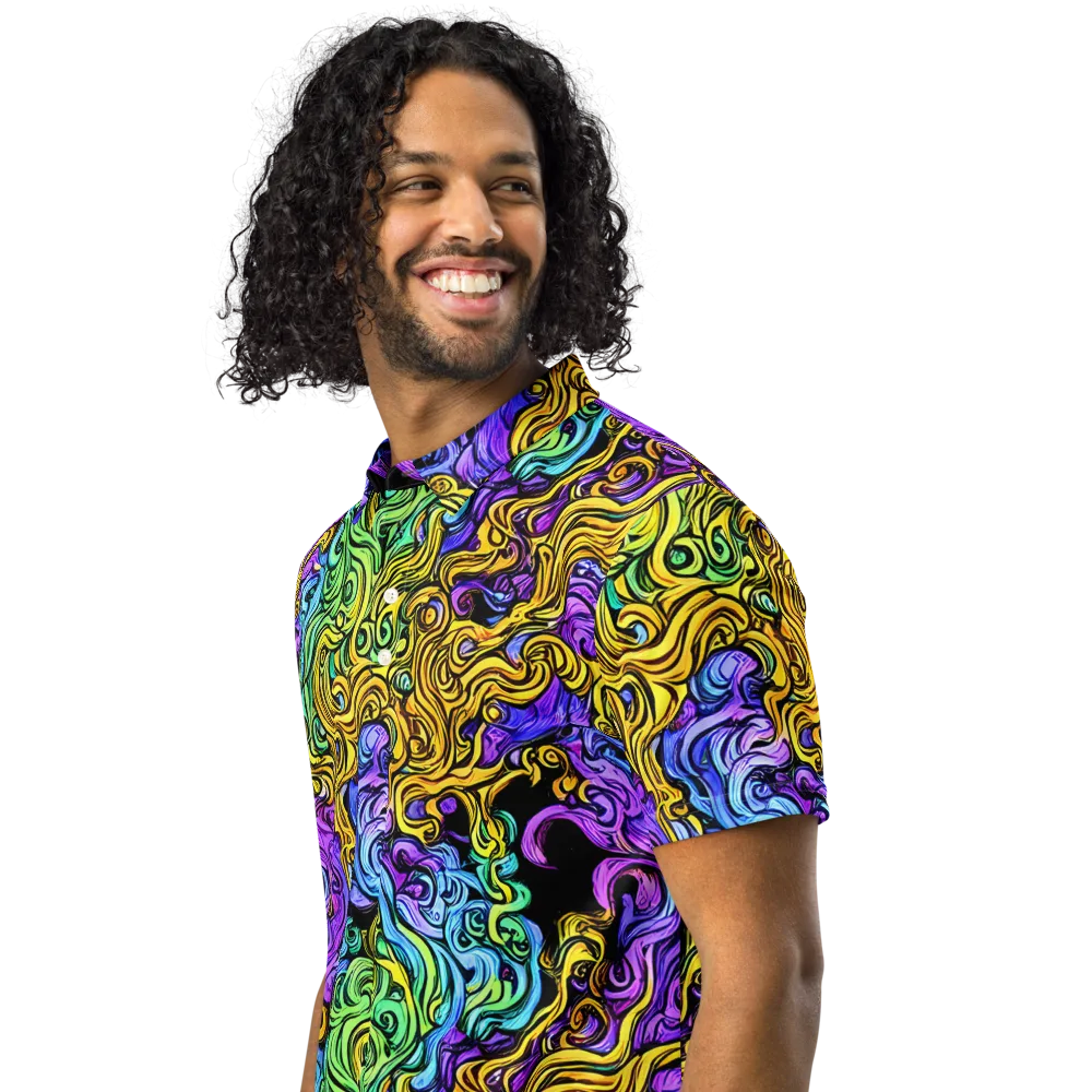Electric Whorl on Men's Slim Fit Polo Shirt — Left Front