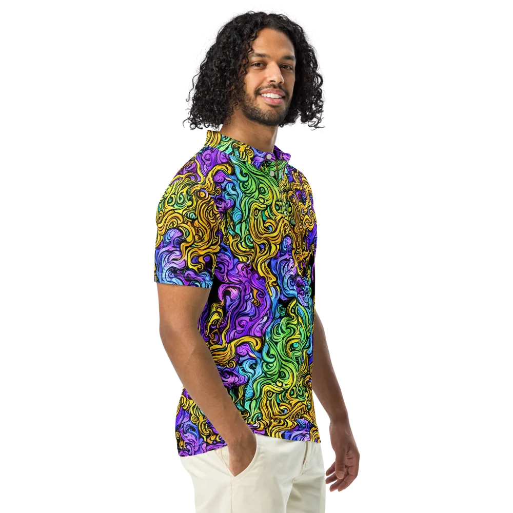 Electric Whorl on Men's Slim Fit Polo Shirt — Right Front