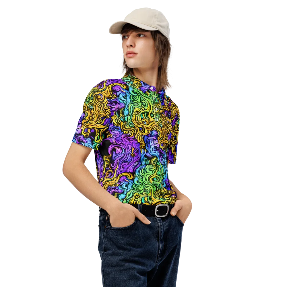 Electric Whorl on Men's Slim Fit Polo Shirt — Right Front