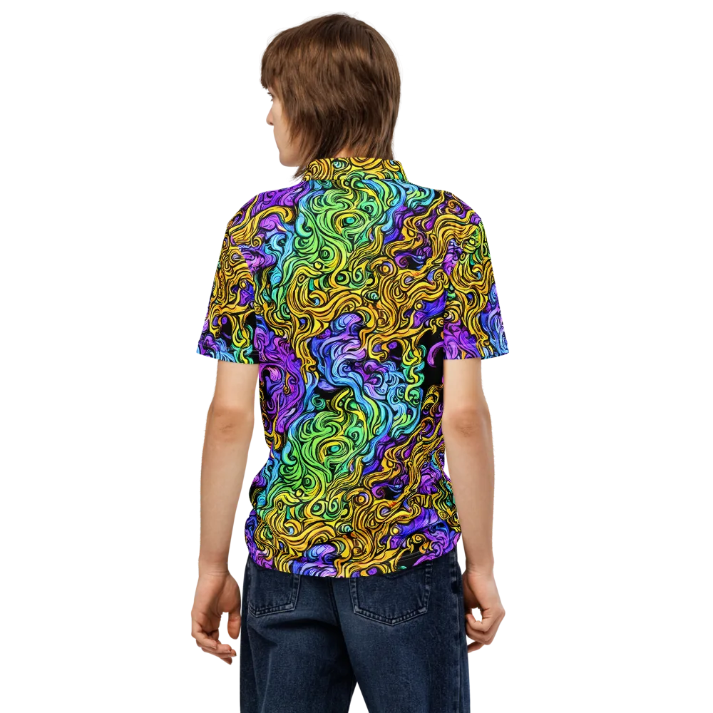 Electric Whorl on Men's Slim Fit Polo Shirt — Back
