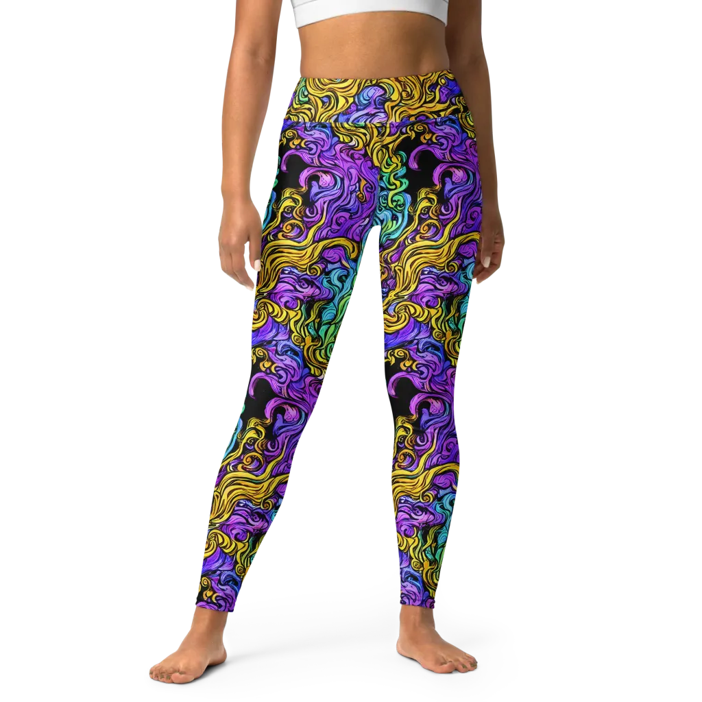 Electric Whorl on Yoga Leggings — Front