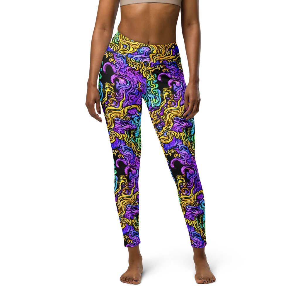 Electric Whorl on Yoga Leggings — Front