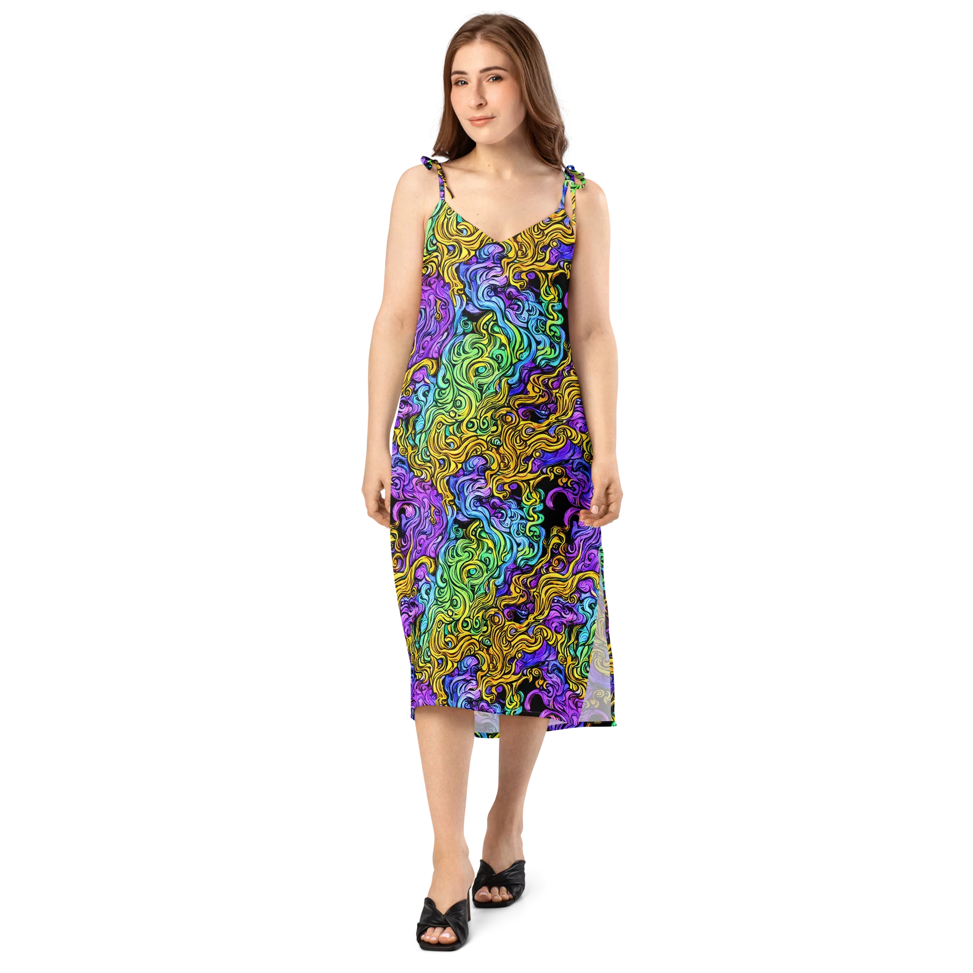 Electric Whorl on Slip Dress — Front