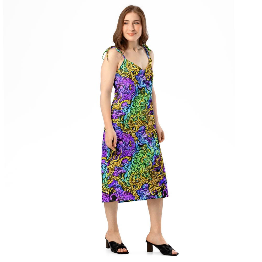 Electric Whorl on Slip Dress — Right Front