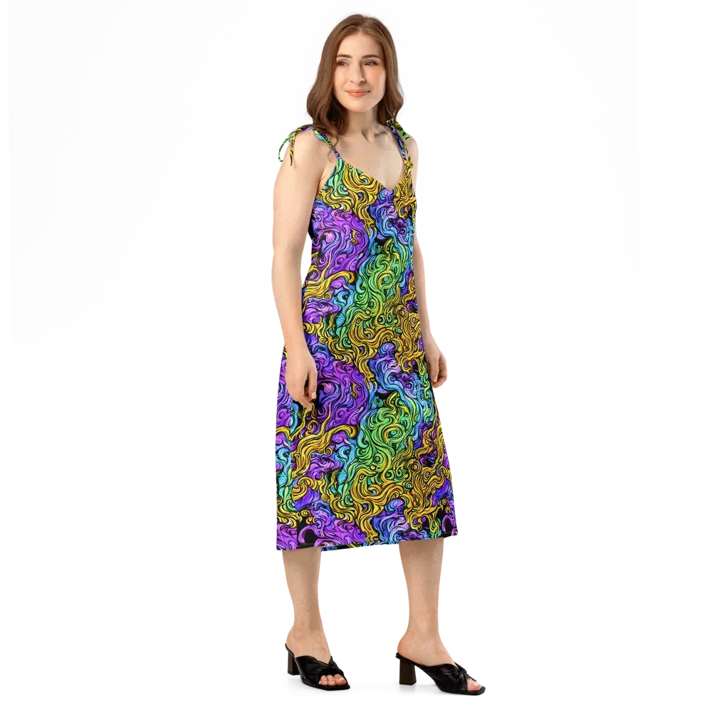 Electric Whorl on Slip Dress — Right Front